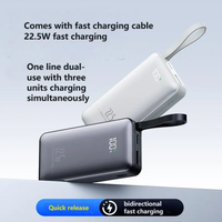 Bloc d'alimentation portable ultra-fin avec affichage numérique LED, charge rapide USB Type C PD, multicolore, 22,5 W, 10000 mAh, avec câble