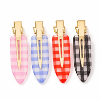 Nouveaux clips à cheveux personnalisés Newyeah, en acétate à carreaux écossais, accessoires pour cheveux dorés pour femmes, vente en gros
