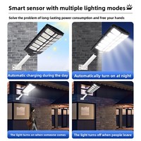 Réverbère solaire LED haute puissance super lumineux capteur Radar intégré lampe de cour ABS étanche IP65 éclairage extérieur de route
