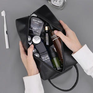 Bolsa de aseo portátil de gran capacidad, de alta gama, impermeable, de PU, para viajes y almacenamiento de cosméticos. - Product Image 2