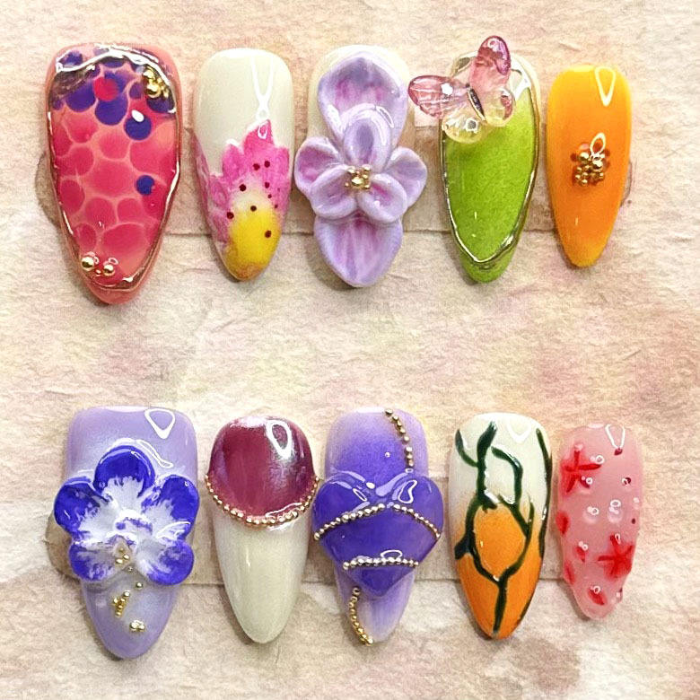 Sea Shell Acrylic Press on Nails Wholesale Price High Quality Soft Gel Press on Nails Reusable Artificial Fingernails 10pcs/box