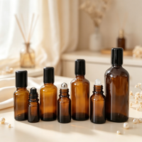 Flacons à bille en verre ambré ronds de 5 ml, 10 ml, 20 ml, 30 ml, 50 ml, 100 ml pour parfum, avec bille roulante en acier inoxydable