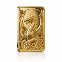 Bloc commémoratif rectangulaire moderne en alliage de zinc plaqué or, motif Dragon Viking Nordique, collection en gros