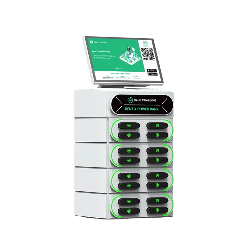 16 Slot Touch-Screen Integrated Stackable Shared Power Bank Rental Station with Pos Fast Charger Vending Machine Sharing Power