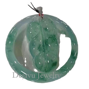 Ancienne mine du Myanmar, glace transparente humide, bracelet rond en jadéite avec huile et fleurs vertes flottantes - Product Image 2