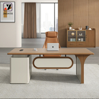 Bureau de direction minimaliste moderne à panneau en bois extensible 1.6m 1.4m pour patron directeur gestionnaire
