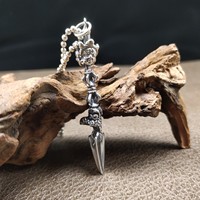 Liontin DIY Pria Vintage Perak Sterling 925 Senjata Tradisional Tiongkok