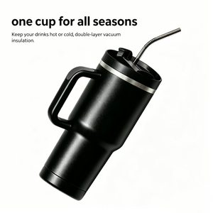 Premium Large Capacity Stainless Steel 40oz Travel Mug with Straw and Handle for Outdoor Gift Water Bottle Tumbler Insulated <b>Hot</b> - Product Image 4