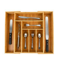 Organisateur de rangement de table de cuisine à un niveau en bambou avec plateau transparent multifonctionnel