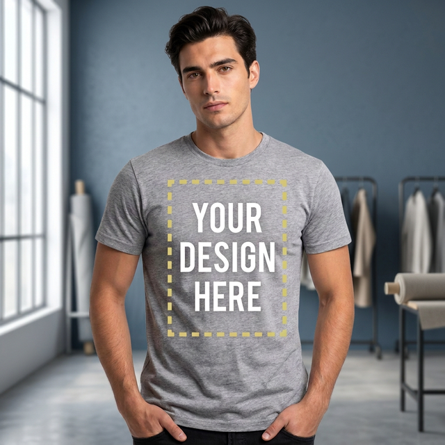 Men's Gray 100% Cotton Jersey O-Neck Short Sleeve Regular Fit Casual T-Shirt Front Solid Breathable 180g Knitted