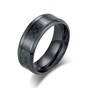 Trendy <b>titanium</b> steel and carbon fiber inlaid <b>rings</b> for men, a niche, high-end, fashionable and unique accessory. (Note: The las - Product Image 1