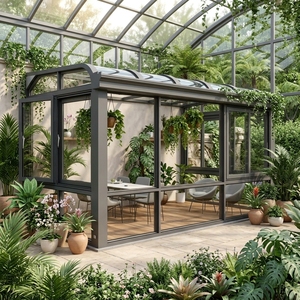Invernadero Residencial de Diseño Moderno para Exteriores, Invernadero de Vidrio para Vegetales, Aislamiento Térmico, Marco de Aluminio, Solárium, Vidrio Templado Doble - Product Image 1