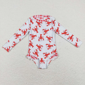 Trajes de baño de verano para niñas, mono con volantes y estampado de hortensias, manga corta/larga, ropa de baño para niños, ropa de playa - Product Image 4