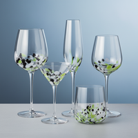 Samyo Factory Groothandel Hoge Kwaliteit Ecologisch Verantwoorde Handgeblazen Vintage Kristallen Kelken Kleur Dot Confetti Rode Wijnglazen