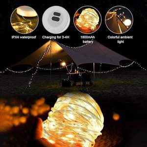 Guirnalda de Luces LED Recargables, Resistentes al Agua, para Exteriores, Camping, Decorativas, Larga Duración, Lámpara de Plástico ABS Blanco - Product Image 5