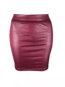Falda de tubo de cuero Pu de imitación Simple para mujer, vestido de estilo corto, Mini falda informal elástica Simple de Base delgada coreana - Product Image 2