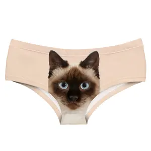 Factory OEM custom women underwear BEIGE CAT print super soft lovely sexy underwear