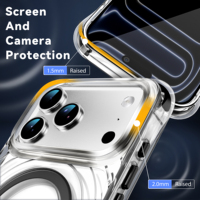 Coque de téléphone magnétique anti-jaunissement transparente avec airbag pour iPhone 17 15 16 Pro Max 17Pro, compatible charge sans fil