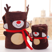 Botu créatif père noël wapiti bonhomme de neige pingouin couverture dessin animé Double face flanelle bureau sieste couverture noël couverture chaude