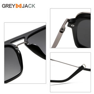 Lunettes de soleil surdimensionnées unisexes Grey Jack, monture en métal TR, verres TAC, protection UV400, type 3, pare-soleil noir - Product Image 2