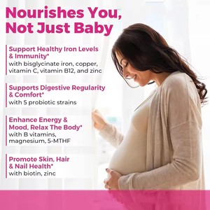 孕妇多种维生素片 L-甲基叶酸 Omega-3（DHA+EPA）铁剂，适合哺乳期女性，孕前、孕期和产后服用 - Product Image 3