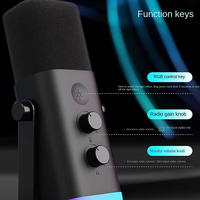 Microphone de jeu USB dynamique RGB pour PC, streaming, enregistrement de podcasts avec monitoring des écouteurs