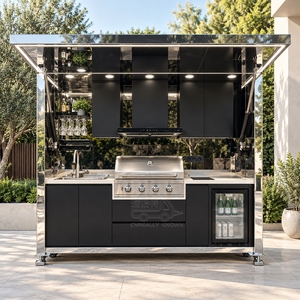 Small Stainless Steel Outdoor Kitchen Mobile Cooking Station With Storage Shelves And Worktop For Garden Patio - Product Image 6