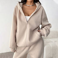 Ensemble sweat à capuche zippé et jogging décontracté en coton pour femme, service OEM d'usine de haute qualité, vêtements de mode