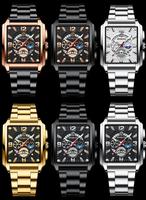 BINBOND B6575 6575 Reloj de Pulsera Masculino de Lujo, Marca de Moda, Correa de Cuero y Acero Inoxidable, Resistente al Agua