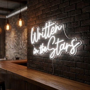 Insegna LED Neon Personalizzata in Acrilico con <span class=keywords><strong>Scritta</strong></span> 'Written in the Stars' per Matrimoni e Feste, Consegna Rapida, Design Gratuito, per Etsy - Product Image 1
