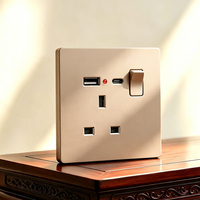 Enchufe de Pared Estándar Británico A6 B1 13A con Puerto USB Tipo C, Toma de Corriente de Pared del Reino Unido con Interruptor e Indicador Luminoso para Hogar y Hotel