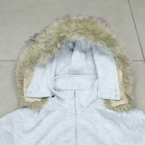 Sweat à capuche lourd très tendance avec capuche amovible en fausse fourrure, style vintage, logo personnalisé, fermeture éclair, pour hommes et femmes - Product Image 3