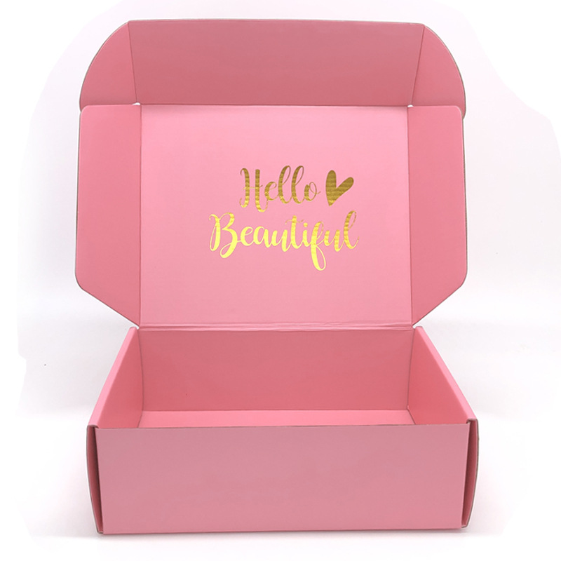Pink corrugated custom printed package mailer box cosmetic skin care corrugated shipping mailer packaging box