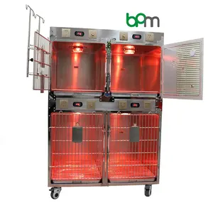 BPM-TC4V High Quality Vet Therapy Cage Oxygen Chamber Stainless Steel with Wheels Veterinary Inpatient Pet Hospitalization Cage
