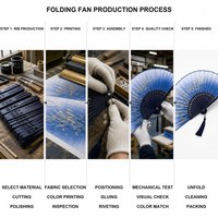 Kipas Tangan Lipat Bambu Biru Gaya Cina dengan Logo Kustom untuk Pernikahan, Dilengkapi Rumbai, Desain Bunga, Portabel, Langsung dari Pabrik