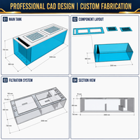 Grand aquarium carré en acrylique Grandview, en PMMA coulé, 30-300 mm, grand format sur mesure pour hôtels, centres commerciaux, présentoirs, directement de l'usine