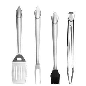 Bộ dụng cụ nướng BBQ bằng thép không gỉ 14 inch, 4 món, có logo tùy chỉnh, siêu bền, dùng cho ngoài trời, cắm trại, nướng, nấu ăn - Product Image 6