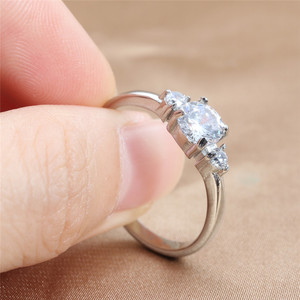 European American Style Titanium Steel White Gemstone <b>Ring</b> Silver Gold Women's Engagement <b>Ring</b> 24087 - Product Image 3
