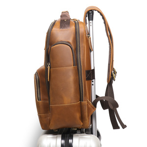 Dropshipping Shopify Vintage Genuine <b>Leather</b> <b>Backpack</b> Luggage Sleeve Multifunctional Travel Rucksack Crazy Horse <b>Large</b> Laptop - Product Image 3