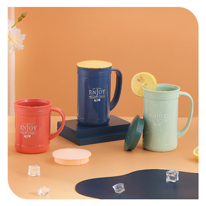 Tasse puissante réutilisée à double paroi créative personnalisée de 400ml avec couvercle tasse de thé au lait de pique-nique de voyage en plastique PP avec poignée - Product Image 6