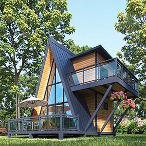 Petite maison moderne en bois préfabriquée de luxe à faible coût en acier Chambre à coucher pour hôtel Villa Bureau Appartement Maison triangulaire unique - Product Image 2