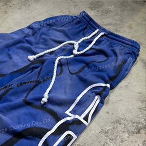 Pantalones Deportivos para Hombre, 100% Algodón, Estilo Francés, con Efecto Desgastado, Bajo Deshilachado, Cordón Grueso Redondo, con Salpicaduras de Pintura Aerográfica - Product Image 2