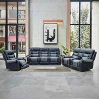 Ensemble de meubles de salon en cuir véritable, très demandé, luxueux, confortable et relaxant, avec canapé inclinable et fauteuil lounge.