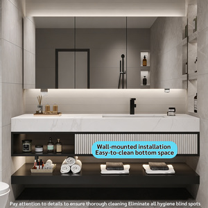 Ensemble de meubles de salle de bain modernes en bois massif OEM avec miroir mural et égouttoir en cuivre, pour usage domestique et hospitalier - Product Image 6