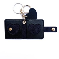 Porte-clés album photo en cuir PU, support pour photos, album photo de poche pour bébé, cadre photo portable, porte-clés