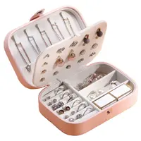Caja de regalo de joyería de cuero PU personalizada para mujer, anillos, pendientes, collar, accesorios, caja de viaje, SHH001-3