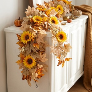 FUYI Artificial Maple Vine With Sunflowers And <b>Leaves</b> For Indoor Outdoor Autumn Thanksgiving <b>Decorations</b> - Product Image 2