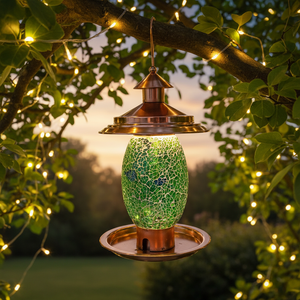 Comedero para Pájaros Colgante de Mosaico de <span class=keywords><strong>Vidrio</strong></span> Hecho a Mano, Estilo Rústico Moderno, para Decoración de Jardín Exterior - Product Image 6