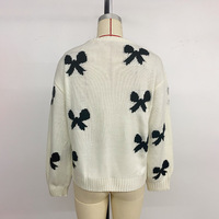 Vente en gros 2026 – Nouveau pull en fausse fourrure tricoté à manches longues avec nœud pour femme, style automne, mignon, court, avec empiècements, cardigan, manteau, haut