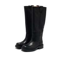 Bottes hautes à lacets décontractées pour femmes en cuir véritable confortables et douces pour l'hiver